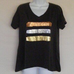 SOUTHFORK RANCH Tee, Ladies M, Metallic, Brown, Short sleeves, V-neck